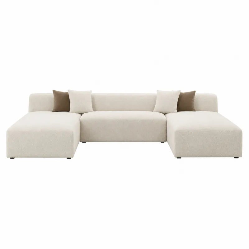 Beżowa sofa modułowa z tkaniny poliestrowej 320 cm
