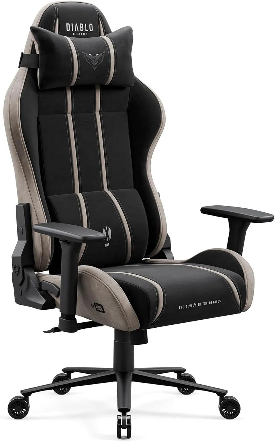 Diablo X-One 2.0 Fotel i krzesło tapicerowane gamingowy materiałowy czarno-beżowy Camel Black King – czarny