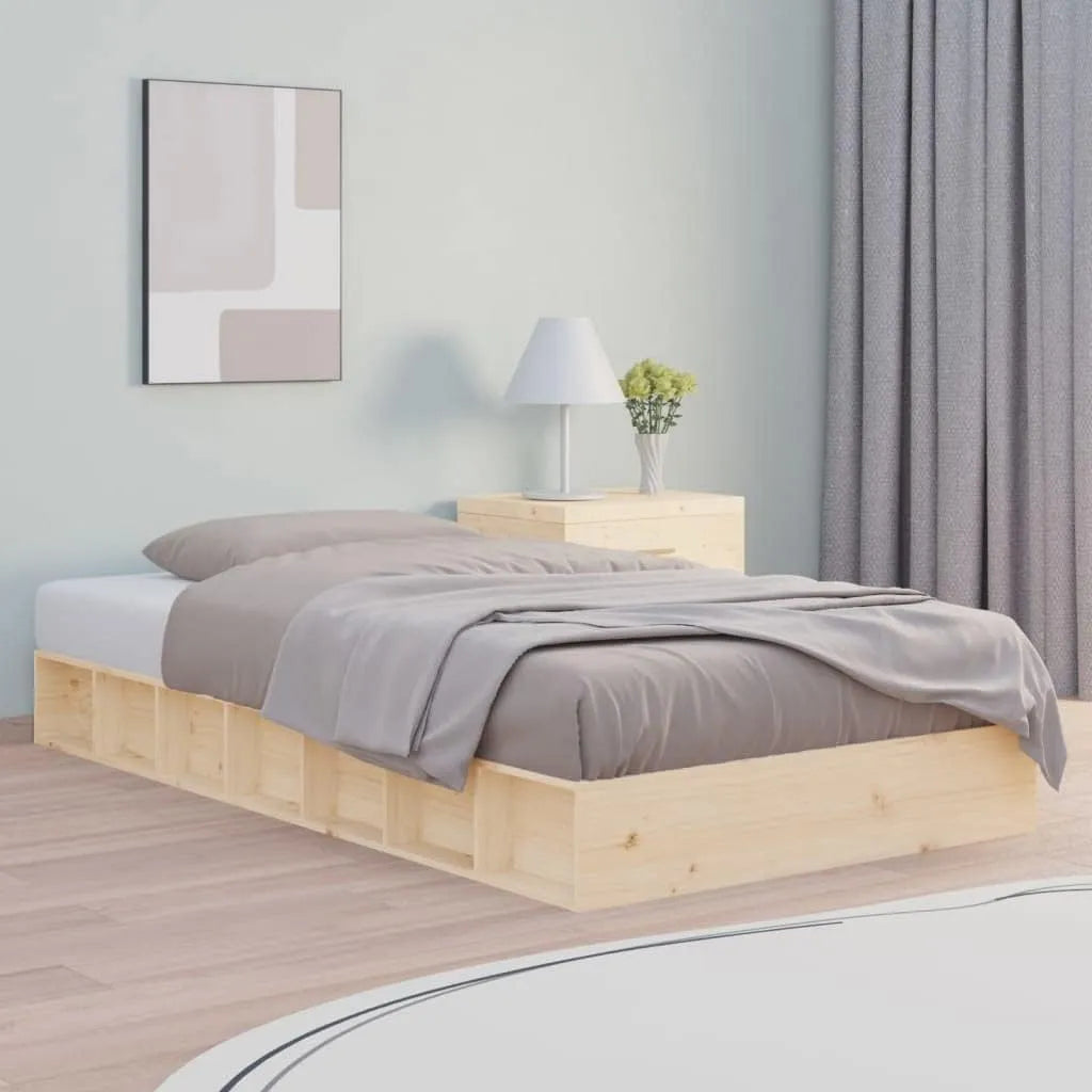 Łóżko z litego drewna sosnowego 90 x 200 cm — z drewna, 90 × 200 cm