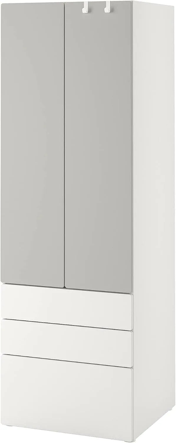 IKEA PLATSA Szafa – z szufladami, 3 szufladami, 60 × 42 × 181 cm, szary