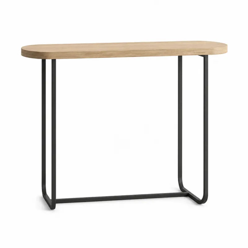 Konsola z drewna dębowego i metalu 120 cm naturalna