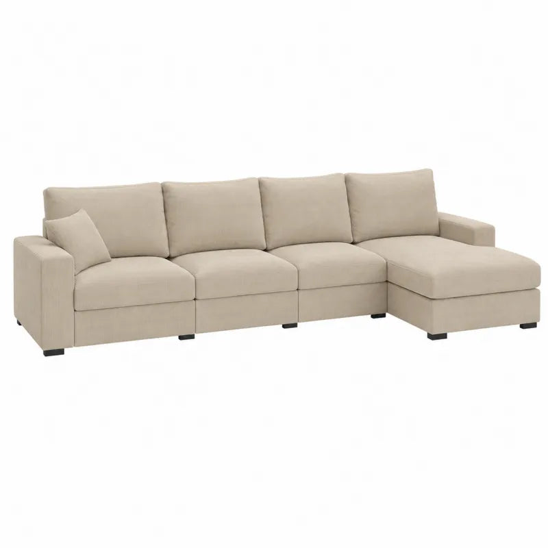 Sofa modułowa z tkaniny poliestrowej beżowa 300 cm