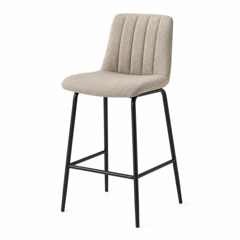 Stołek barowy z tkaniny poliestrowej 104 cm beżowy czarny