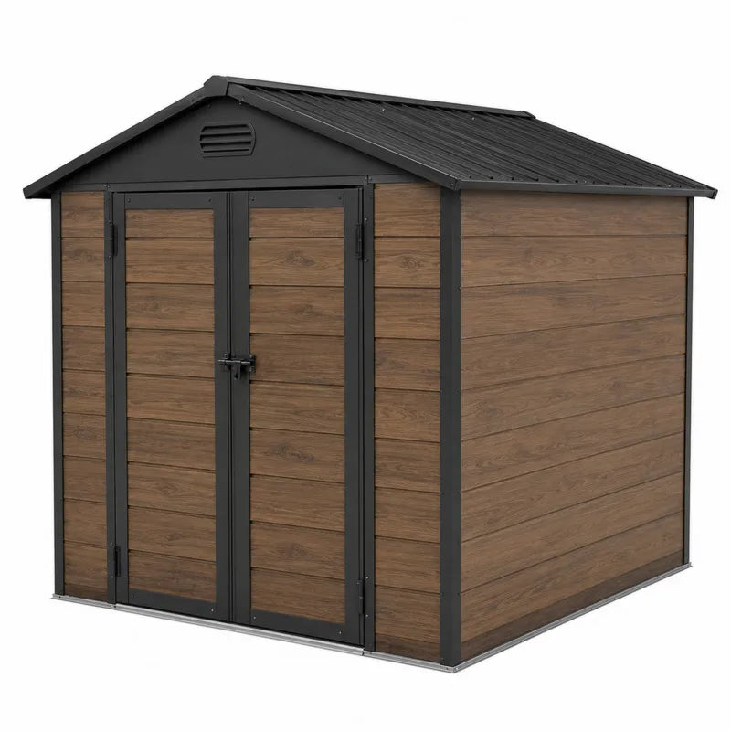 Domek ogrodowy metalowy 240x180x210 cm stal ocynkowana brązowy