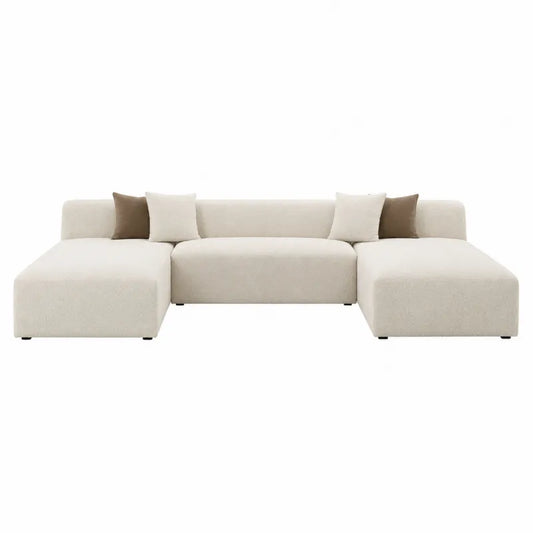 Beżowa sofa modułowa z tkaniny poliestrowej 320 cm