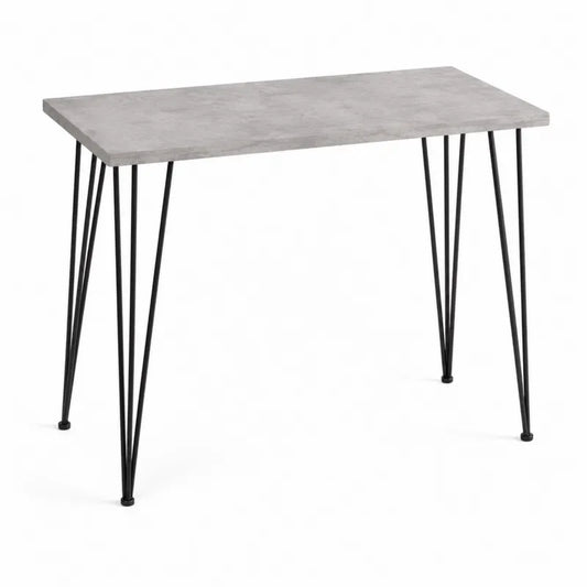 Stół z płytą MDF i stalowymi nogami, szary i czarny, 100x50x75 cm