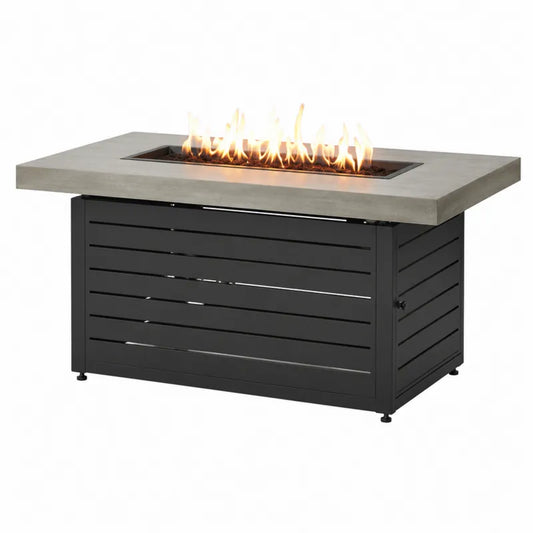 Stół z paleniskiem metalowy z blatem betonowym 130x85 cm czarny