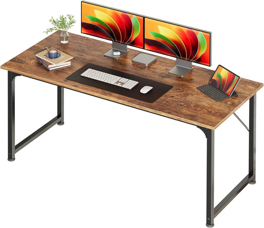 Biurko i stół komputerowy — do użytku domowego, 140 cm, brązowy, z metalu
