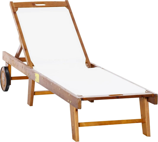 Outsunny Leżak ogrodowy i leżanka tarasowa — funkcja leżenia, regulowana konstrukcja, 198 × 60 × 45, 88 cm, biały