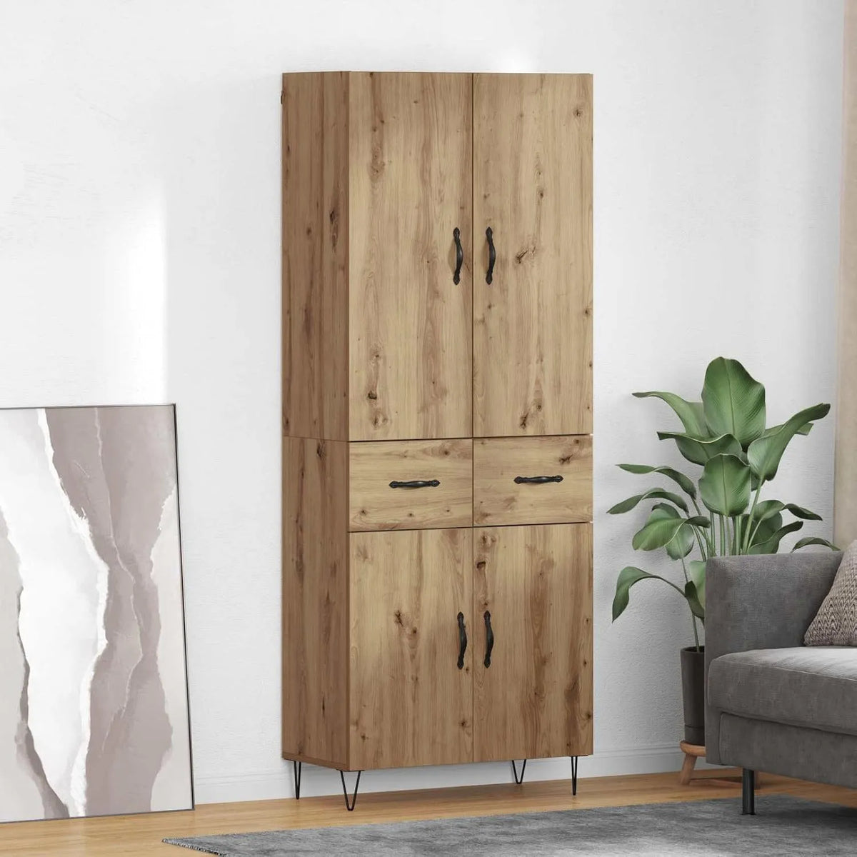 Komoda i szafka do przechowywania — z drewna, z szufladami, 69, 5 × 34 × 180 cm