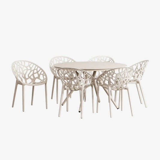 Zestaw okrągłego stołu aluminiowego Valerie średnica 126 cm i 6: z aluminium