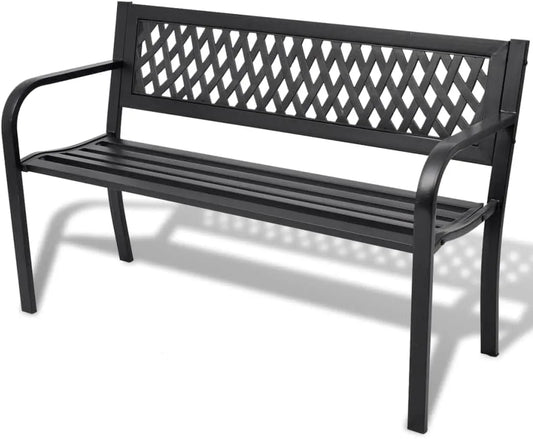 Ławka ogrodowa i ławka tarasowa — 118 cm, czarny, z metalu