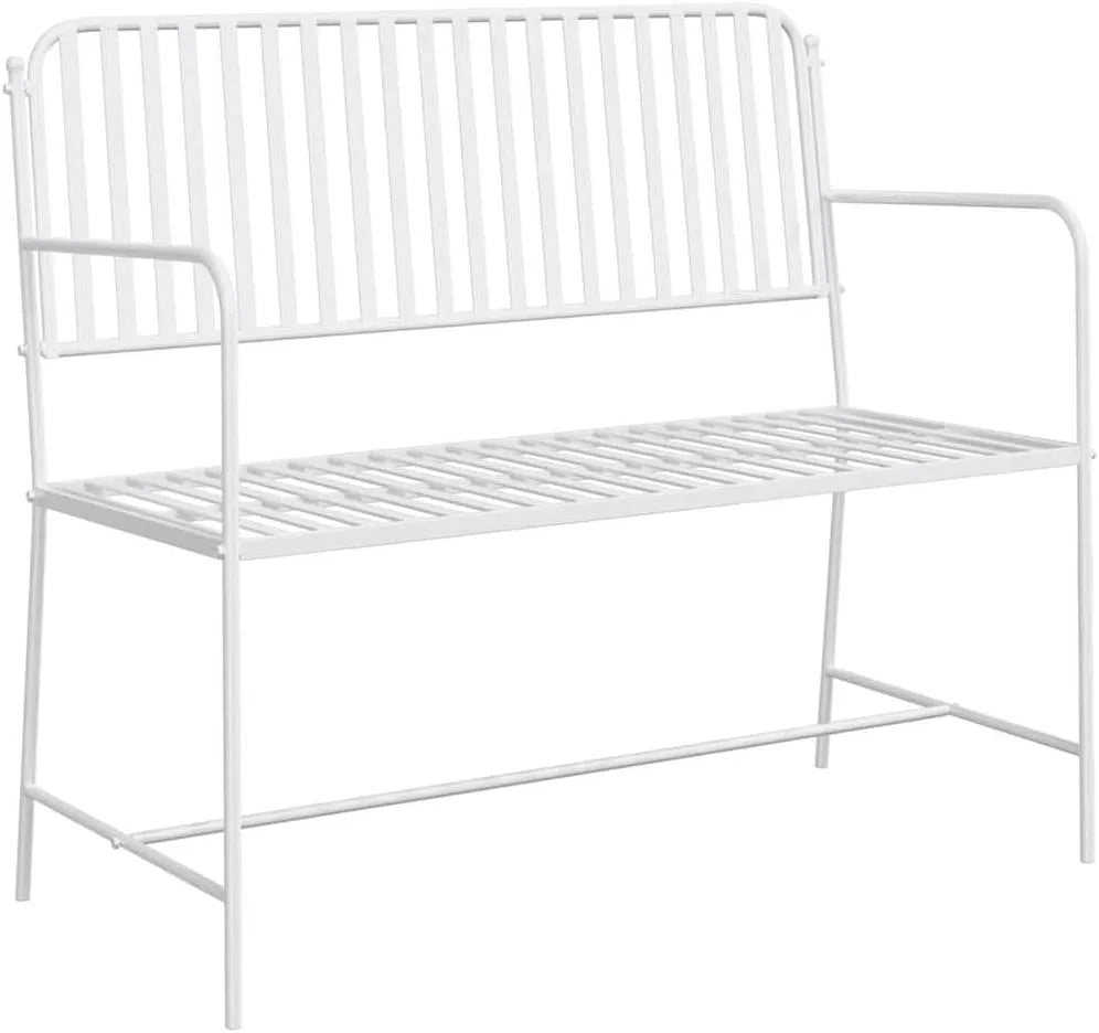 Ławka ogrodowa i ławka tarasowa Czysta Biała 103 — ze stali, 103, 5 × 51, 5 × 90 cm, biały