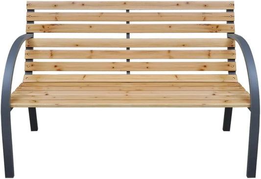 Ławka ogrodowa i ławka tarasowa z litego drewna jodłowego 112 cm na taras – z drewna, z metalu