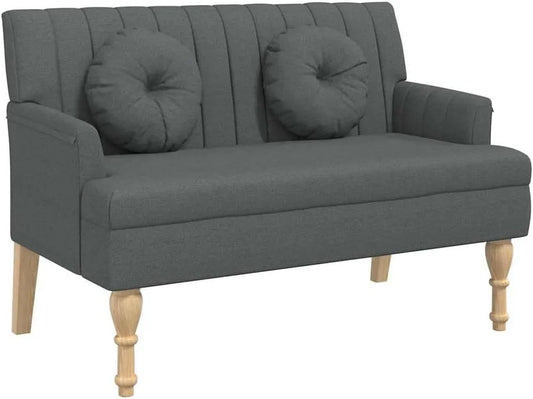 Ławka z poduszkami — tapicerka materiałowa, 113 × 64, 5 × 75, 5 cm, tapicerka materiałowa