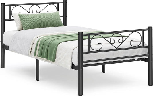 VASAGLE RMB061B01 Łóżko 1-osobowe: 190 × 90 cm, czarny, z metalu