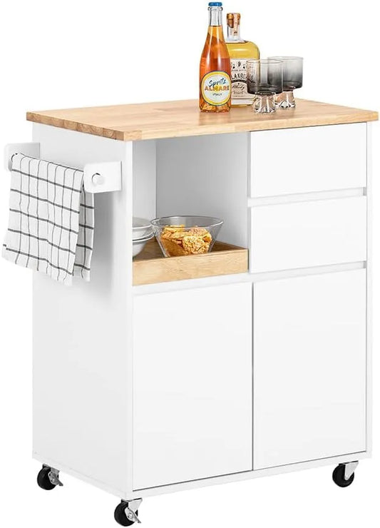 SoBuy FKW123-WN wózek kuchenny z blatem roboczym: na kółkach, 72 × 84 × 40 cm, biały