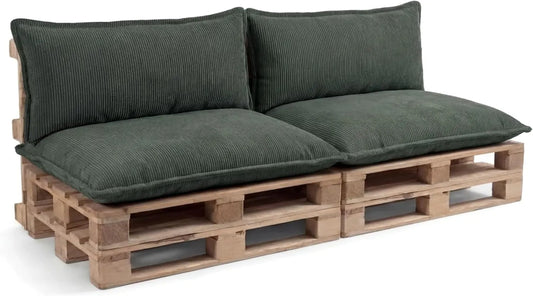 Gutekissen® Zestaw poduszek na meble paletowe — PLL, wypełnienie piankowe, z oparciem, z poduszkami, 120 × 80 cm, zielony