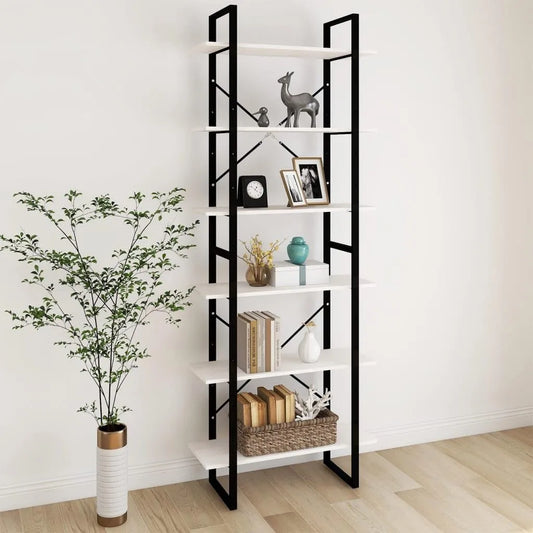 Regał na książki i regał stojący – z drewna, 80 × 30 × 210 cm, 6 p, biały