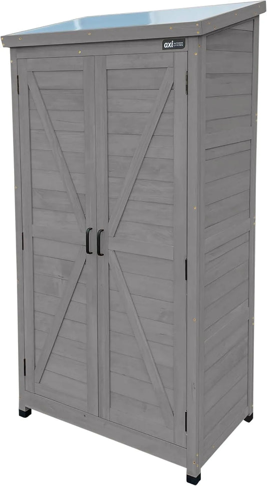 Szafa – z drewna, 85 × 52 × 174 cm, szary, z metalu