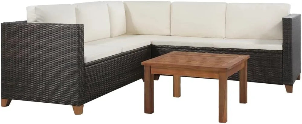 4-cz. zestaw wypoczynkowy do ogrodu – z poduszkami, z technorattanu