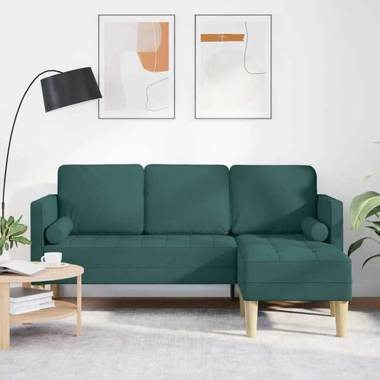 Sofa: w kształcie litery L, tapicerka materiałowa, 3-osobowa, 173 × 131 × 67 cm, tapicerka materiałowa