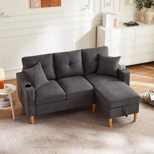 Sofa narożna — w kształcie litery L, kompaktowa konstrukcja, 175 cm