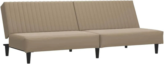 Sofa – ze skóry PU, 2-osobowa, brązowy, z funkcją spania, rozkładana konstrukcja