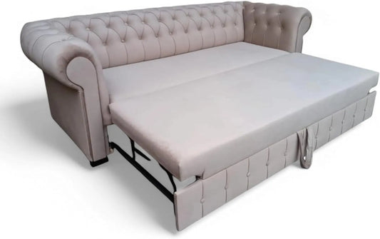 Sofa — z funkcją spania, tapicerka aksamitna, 3 osobowa, dla 3 osób
