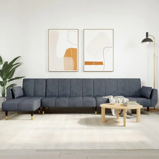 Sofa — w kształcie litery L, tapicerka aksamitna, 275 × 140 × 70 cm