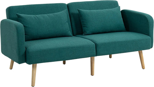 HOMCOM Sofa: z funkcją spania, z oparciem, z poduszkami, regulowana konstrukcja, 3-osobowa, 170 × 83 × 80 cm, szary