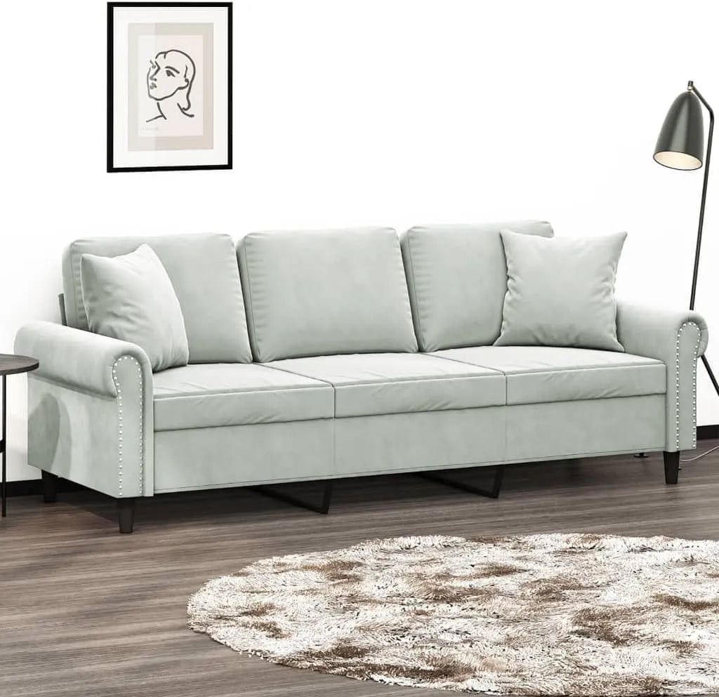 Sofa: P3200955, z poduszkami, tapicerka aksamitna, 3-osobowa, 180 cm, Gecheer P3200955