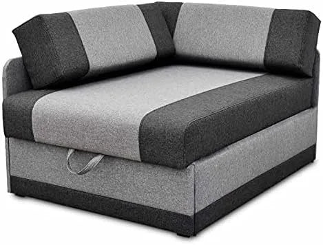 Sofa narożna — FUNKCJ, z funkcją spania, szary, rozkładana konstrukcja