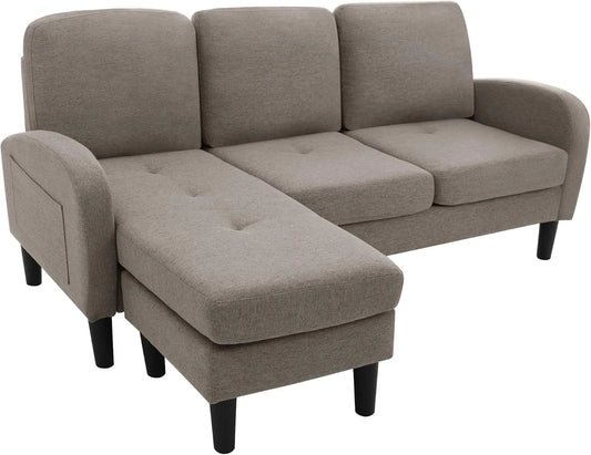 Sofa narożna: modułowa konstrukcja, w kształcie litery L, tapicerka materiałowa, kompaktowa konstrukcja, 3-osobowa, tapicerka materiałowa