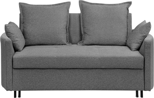 Sofa rozkładana i sofa z funkcją spania – z funkcją spania, z poduszkami, szary