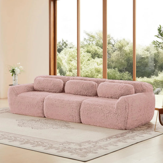 Sofa: modułowa konstrukcja, 3-osobowa, różowy