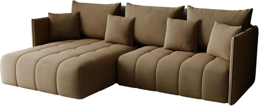 Sofa narożna – GONA, wolnostojący, z funkcją spania, 245 × 180 cm, 246 × 188 × 93 cm, rozkładana konstrukcja