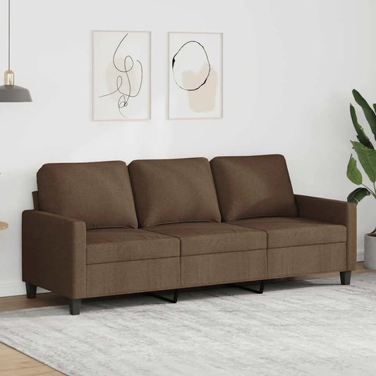 Sofa – tapicerka materiałowa, 3-osobowa, 180 cm, brązowy, z metalu, tapicerka materiałowa