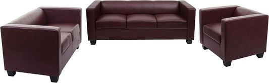 Sofa – Lille, czerwony, tapicerka skórzana