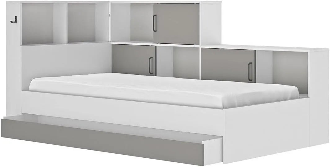 Łóżko z miejscem do przechowywania 90 x 200 cm – D120, L221, 90 × 200 cm, szary