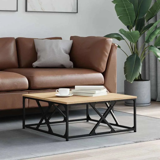Stolik kawowy i ława do salonu: z drewna, 70 × 70 × 30 cm, z metalu