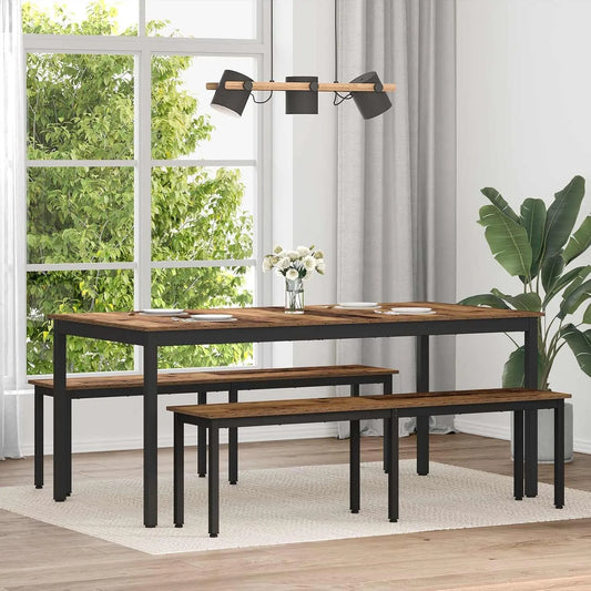 Nowoczesny drewniany stół do jadalni – z drewna, 180 × 90 × 75 cm, czarny, z metalu