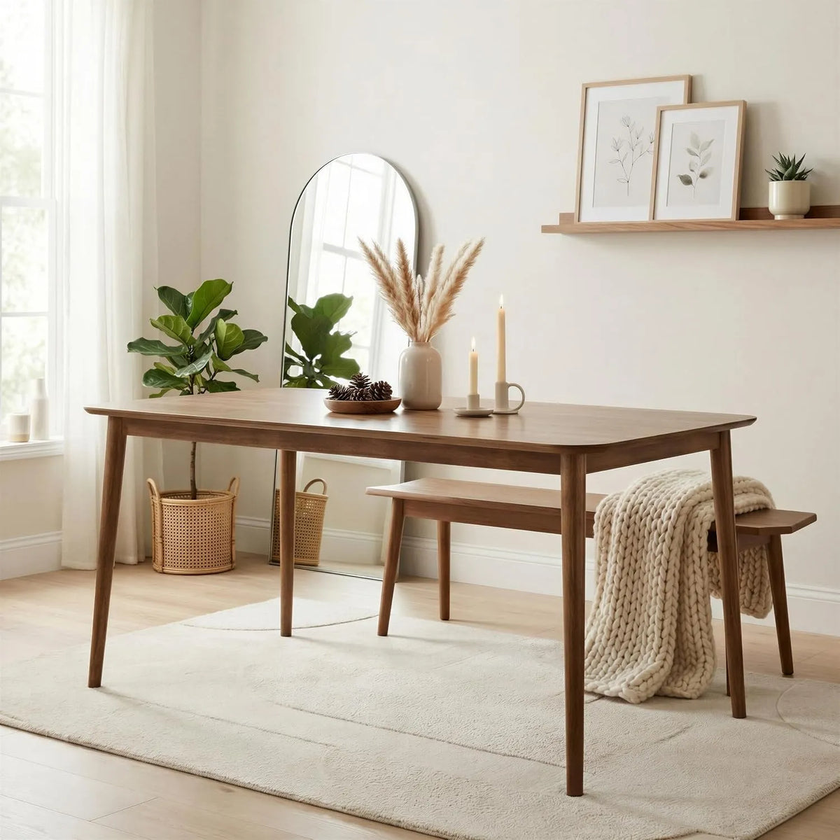 Furniturebox UK 6-osobowy stół z litego drewna — z drewna, styl retro
