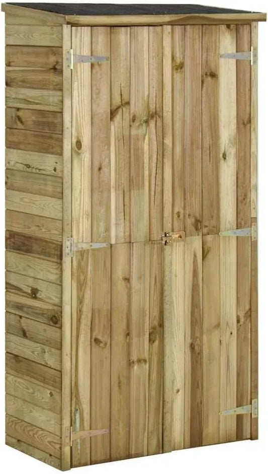 Szopa na narzędzia z drewna sosnowego – odporny na warunki atmosferyczne, wodoodporna konstrukcja, 85 × 48 × 177 cm, 3 p