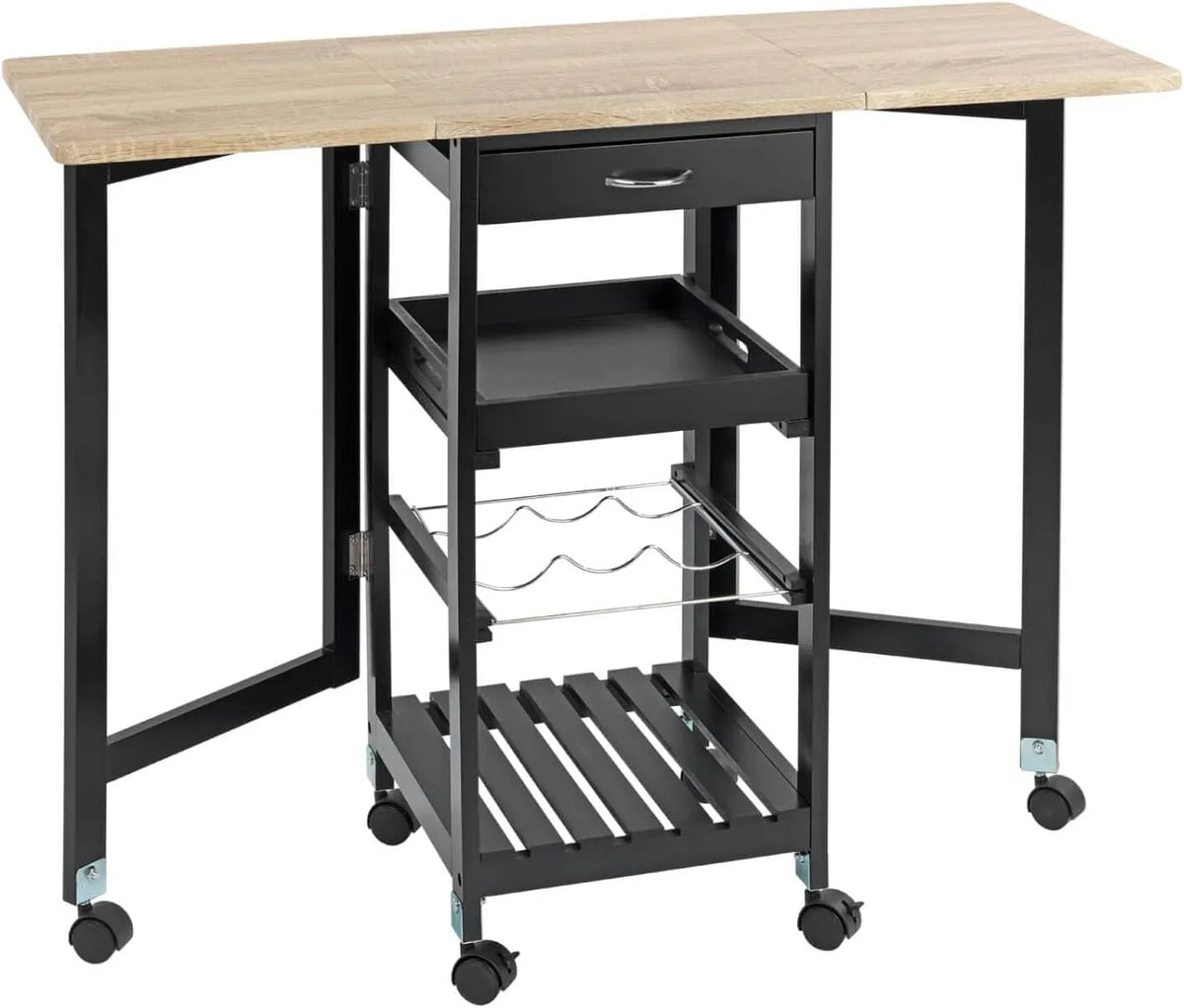 Maximex Wózek rozkładany: MDF, z szufladami, 97 × 77 × 37 cm, czarny