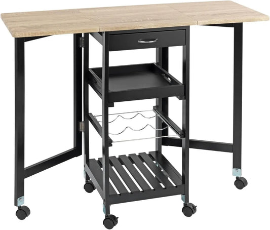 Maximex Wózek rozkładany: MDF, z szufladami, 97 × 77 × 37 cm, czarny