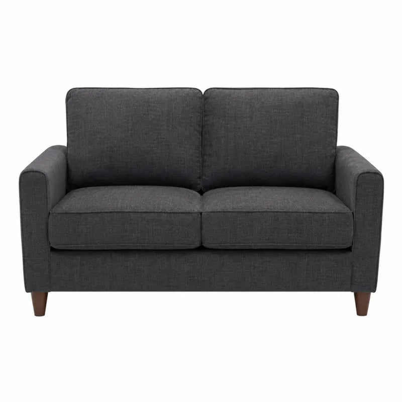 Sofa dwuosobowa ciemnoszara z tkaniny poliestrowej