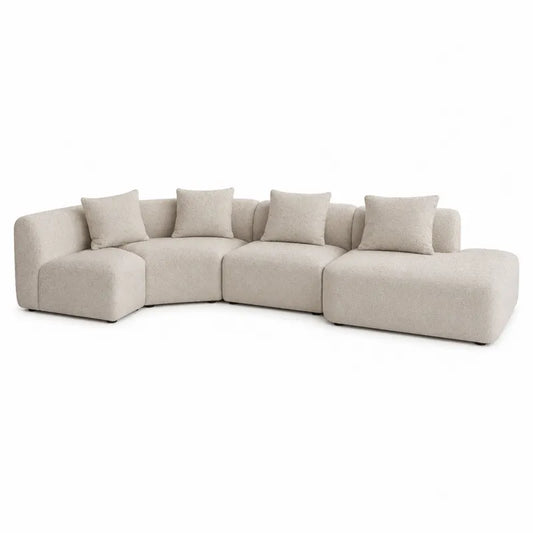 Modułowa sofa narożna z tkaniny boucle beżowa 330 cm