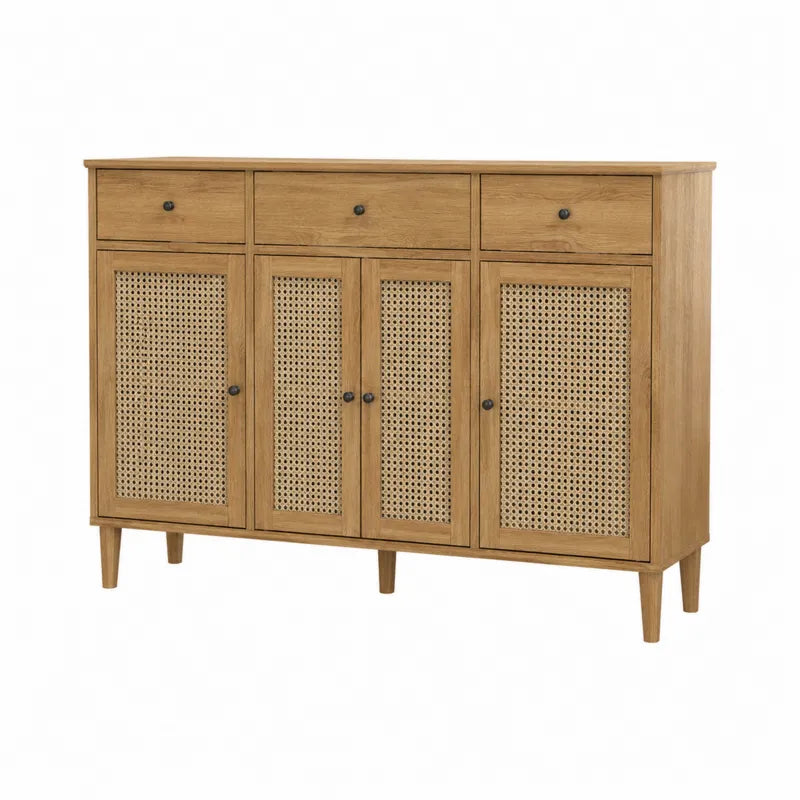 Drewniana komoda z rattanowymi frontami 120cm