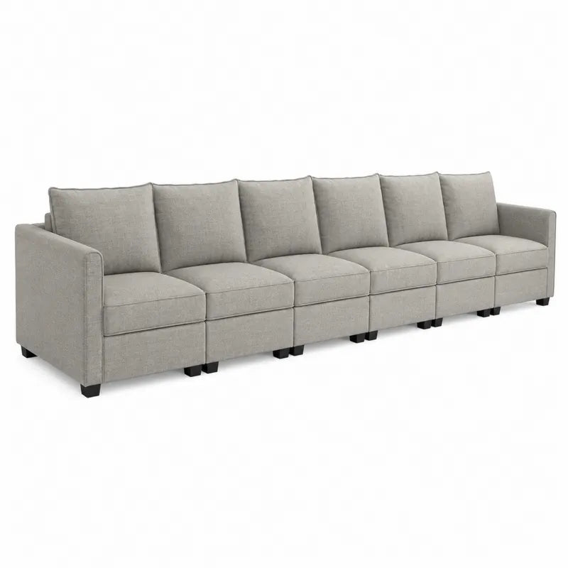 Modułowa sofa z tkaniny szarej 6-osobowa